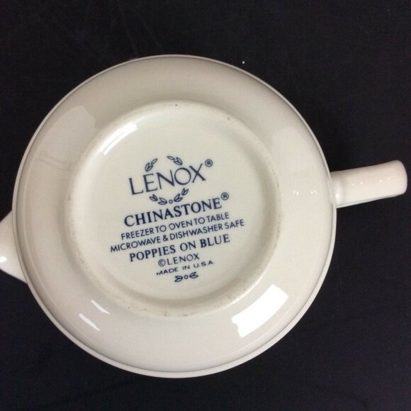 Lenox Chinastone Poppies On Blue Creamer Vintage 90s - Picture 6 of 6